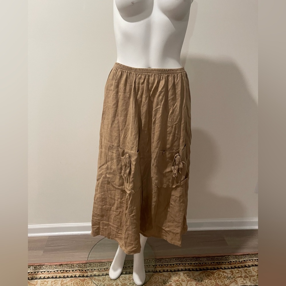 b hadikusumo linen midi skirt